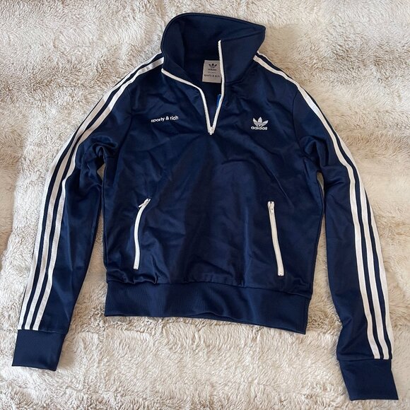 Sporty & Rich Tops - Sporty & Rich x Adidas Long-sleeve soccer polo womens S navy